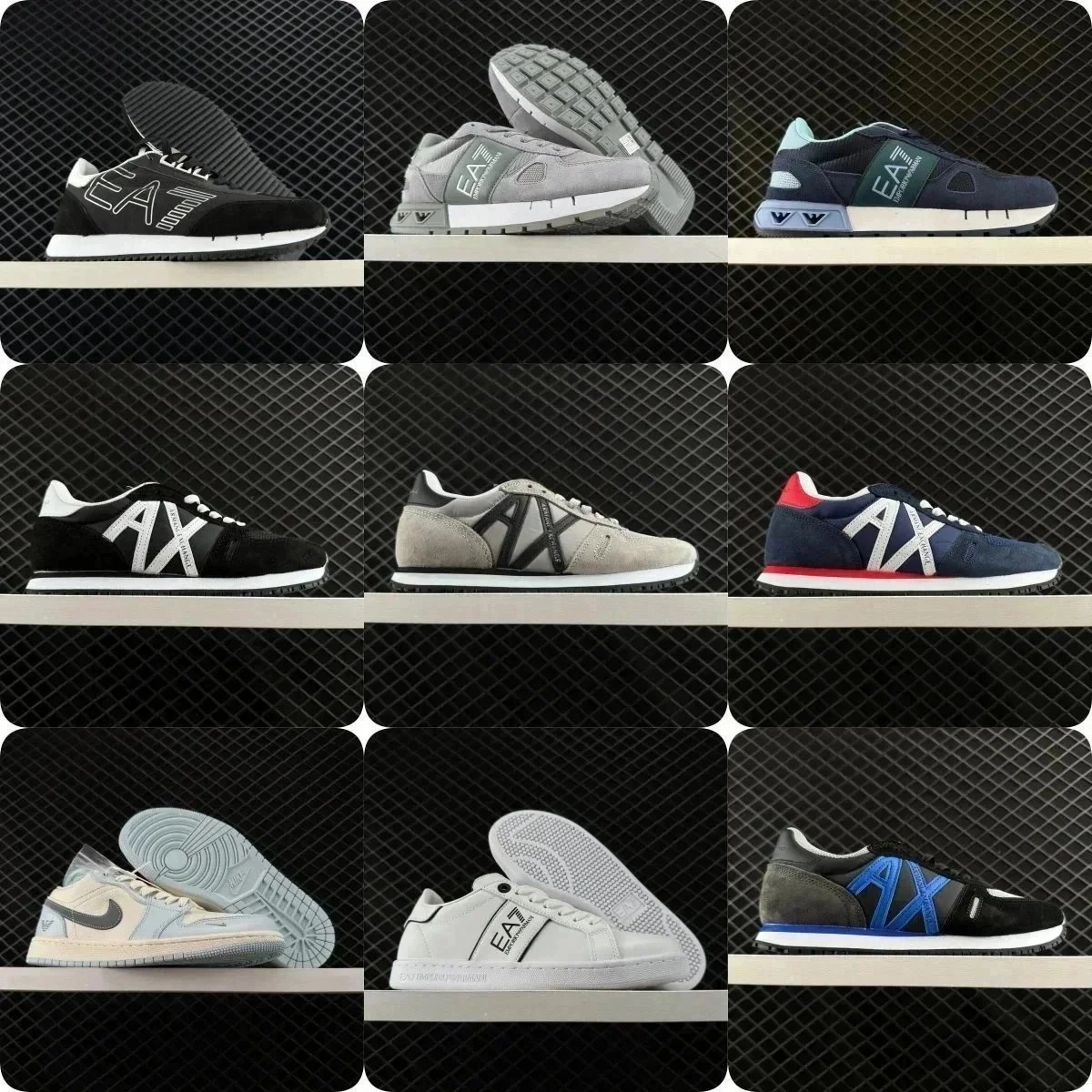 EA7 Track Runner Low-Top Sneaker - Black White Logo Design