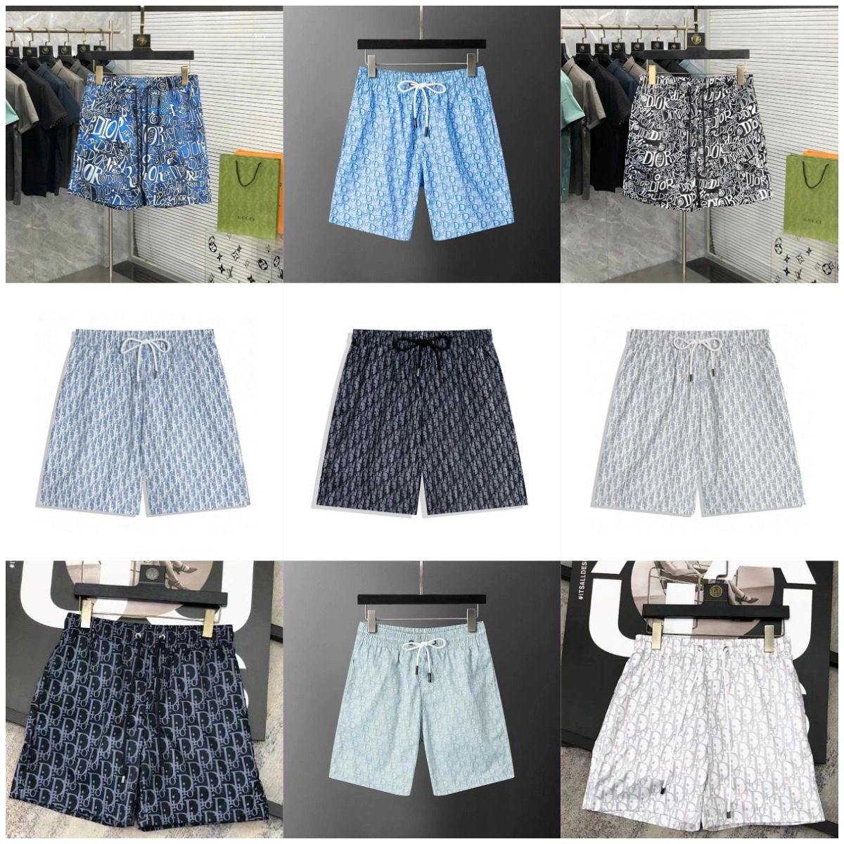 Dior Oblique Print Swim Shorts - Blue Gradient Pattern