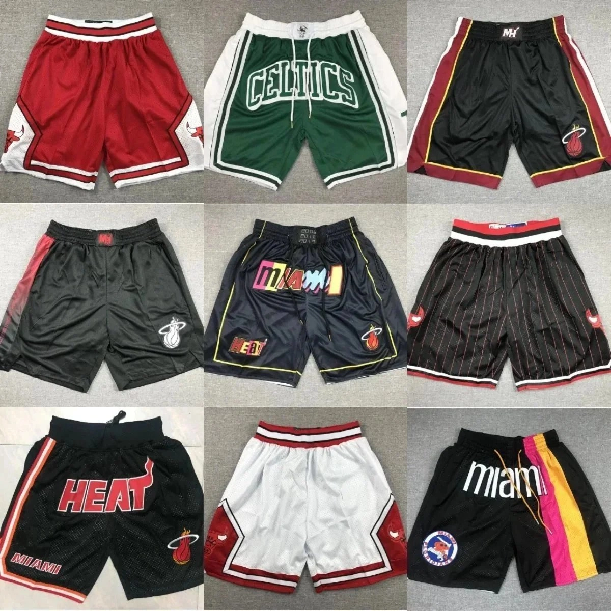 Mitchell & Ness Miami Heat Retro Mesh Basketball Shorts - Black Red