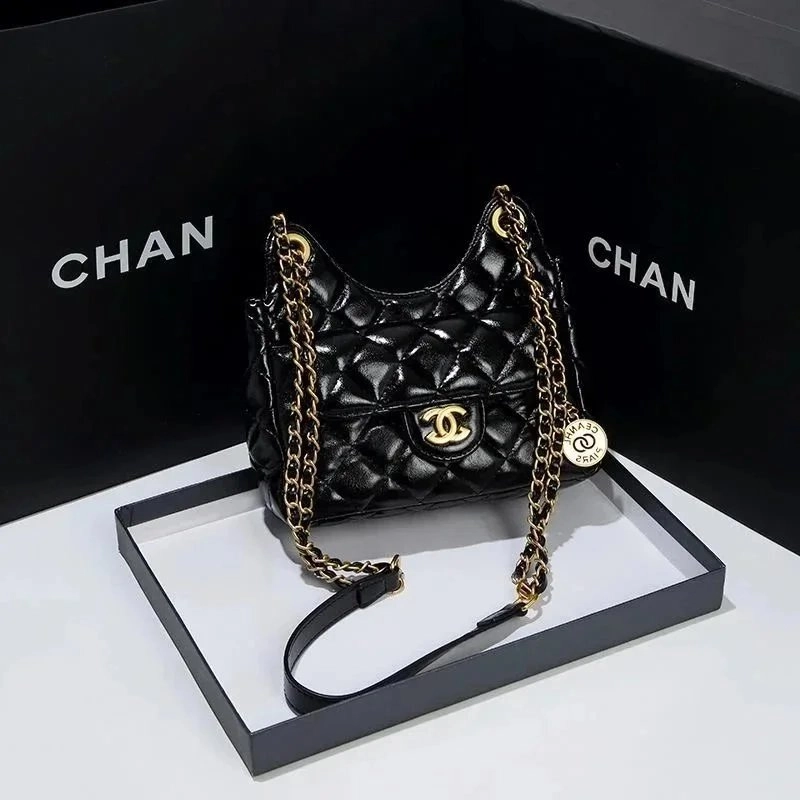 Chanel 22 Bag Black Quilted Lambskin with Gold Chain Strap