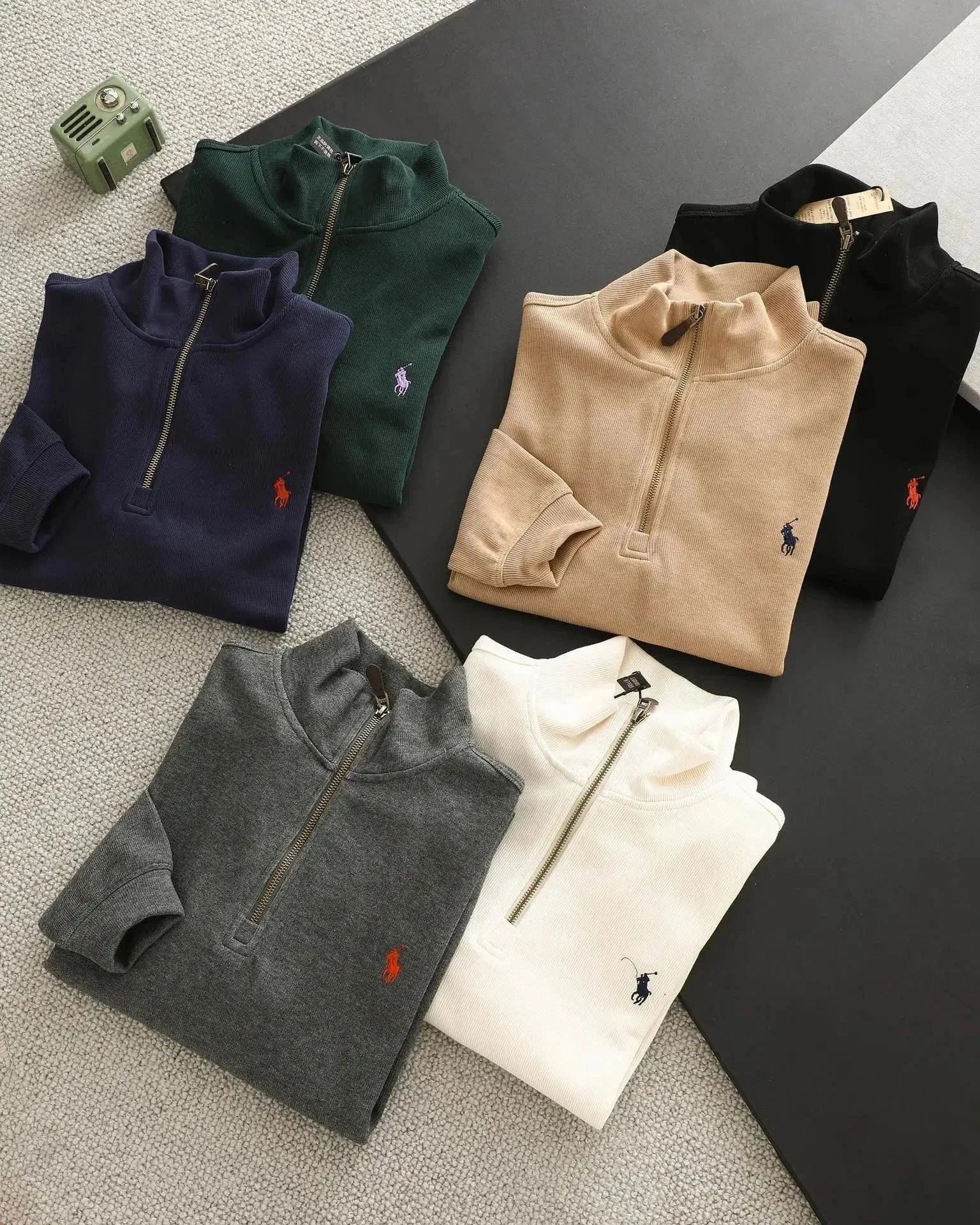 Ralph Lauren Half-Zip Ribbed Pullover Sweater - Navy Blue