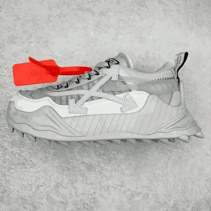 Off-White Diag 2000 Spike Sole Sneaker Gray White Red Tag