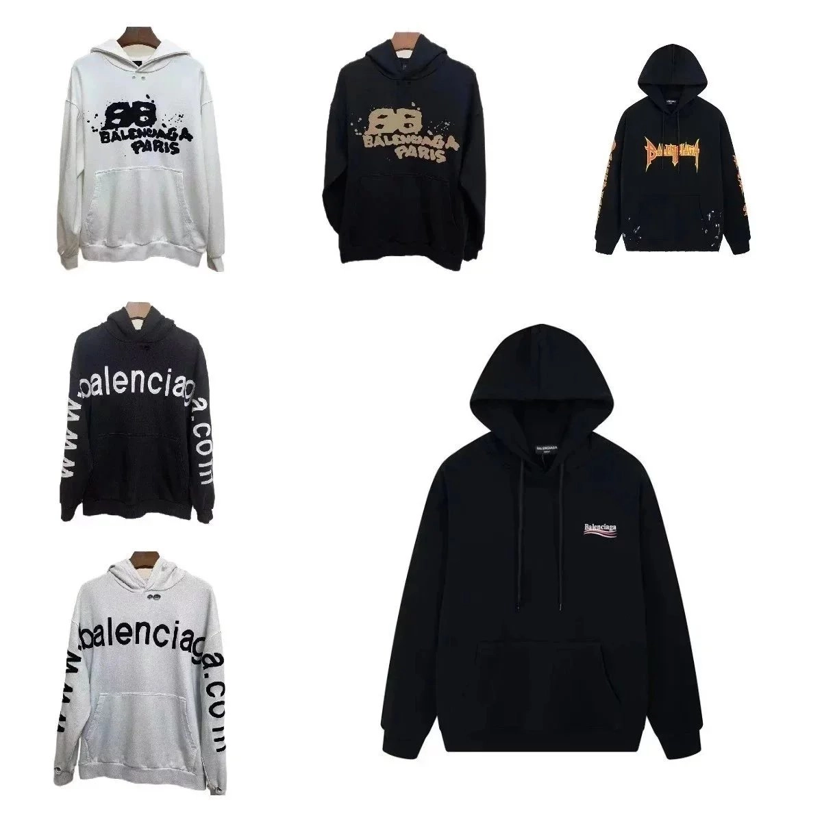 Balenciaga Oversized Hoodie Black Logo Wave Print