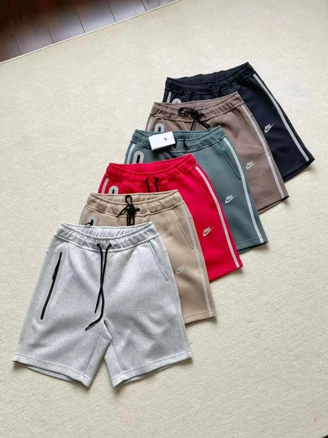 Nike Tech Fleece Shorts - Gray with Zippered Pocket