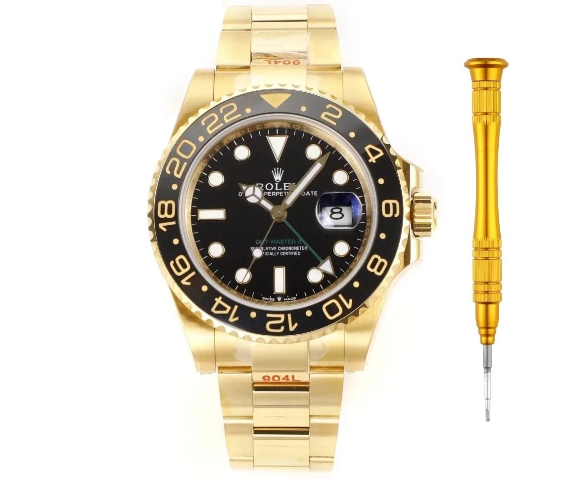 Rolex GMT-Master II 126718 Black Dial Gold Bezel Watch