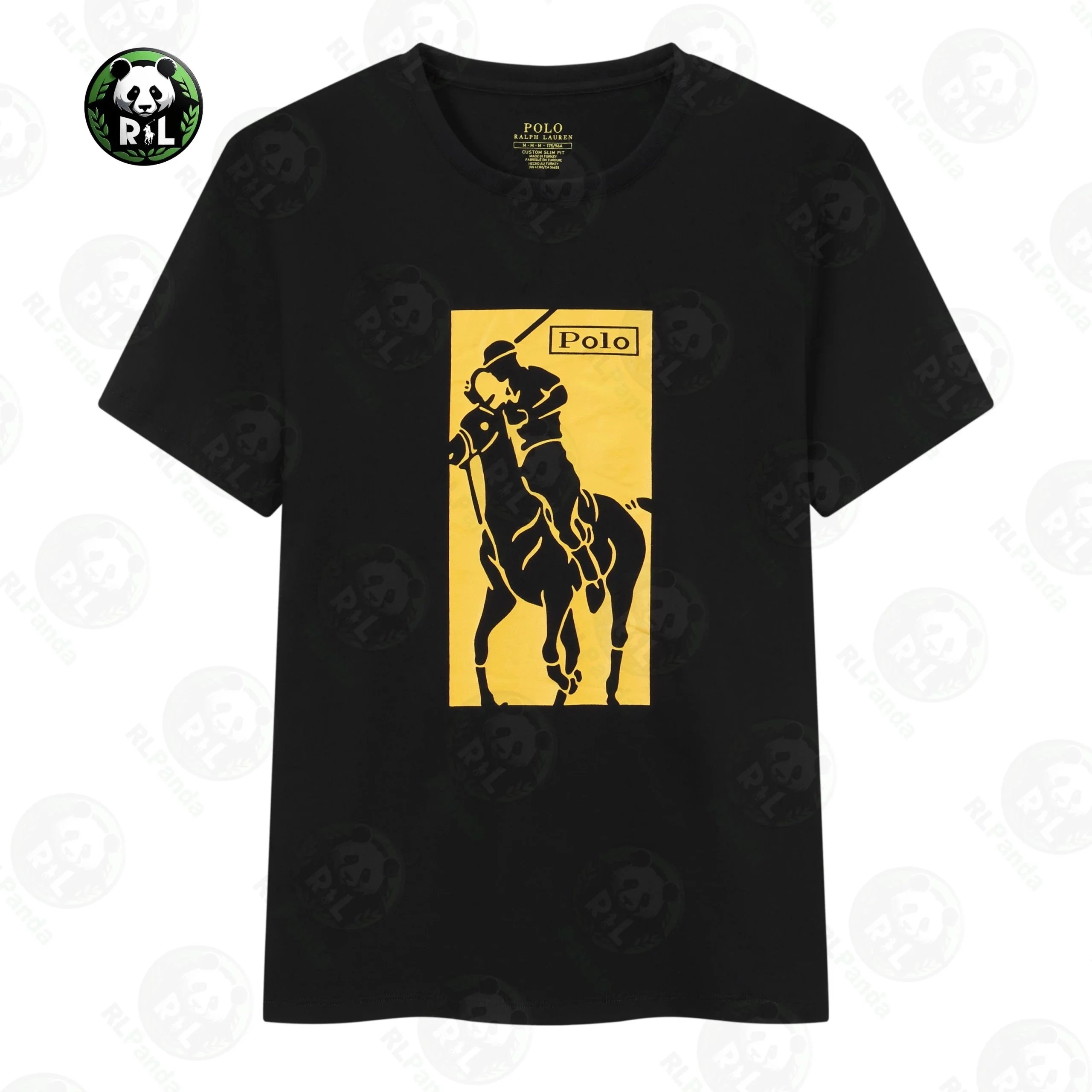 Polo Ralph Lauren Black T-Shirt with Gold Polo Player Graphic