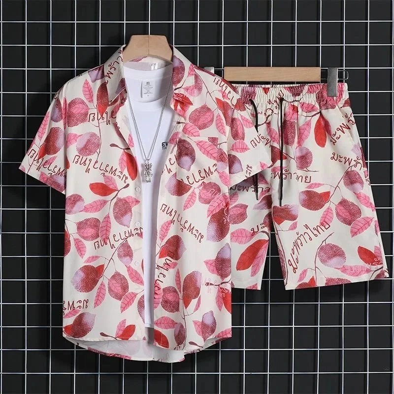 Element Floral Print Short Sleeve Shirt and Shorts Set