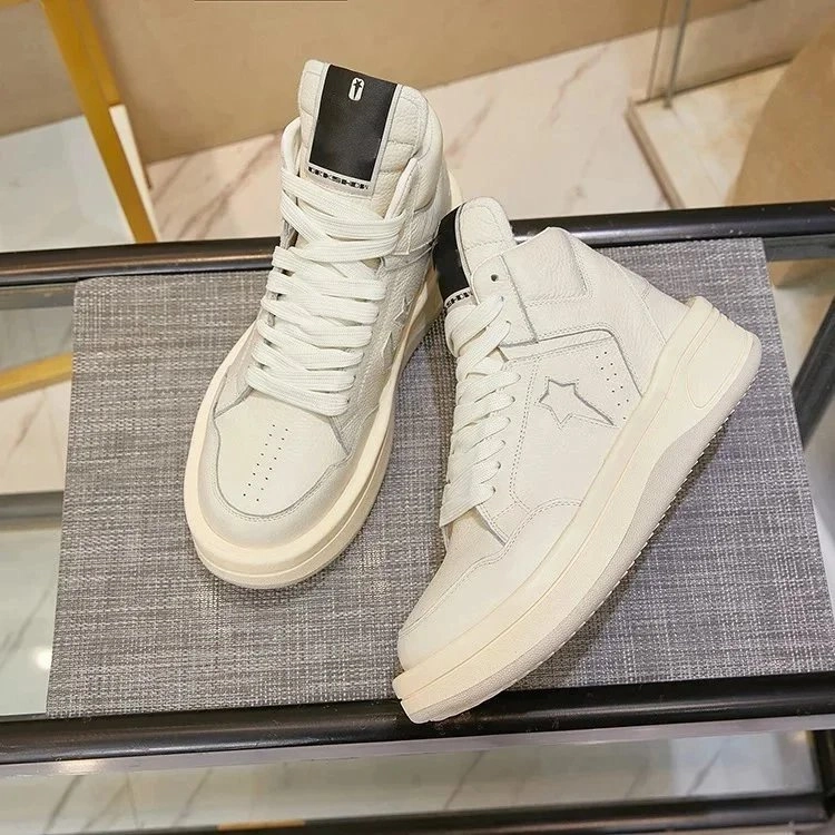 FILA High-Top Leather Sneakers - Off-White with Star Logo