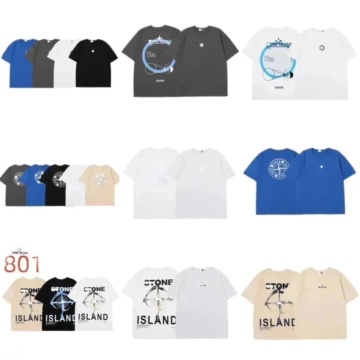 Stone Island 801 Graphic Print T-Shirt in Blue with Compass Logo