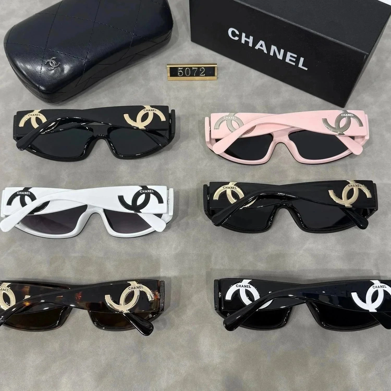 Chanel 5072 Oversized Logo Sunglasses - Black Gold Frame