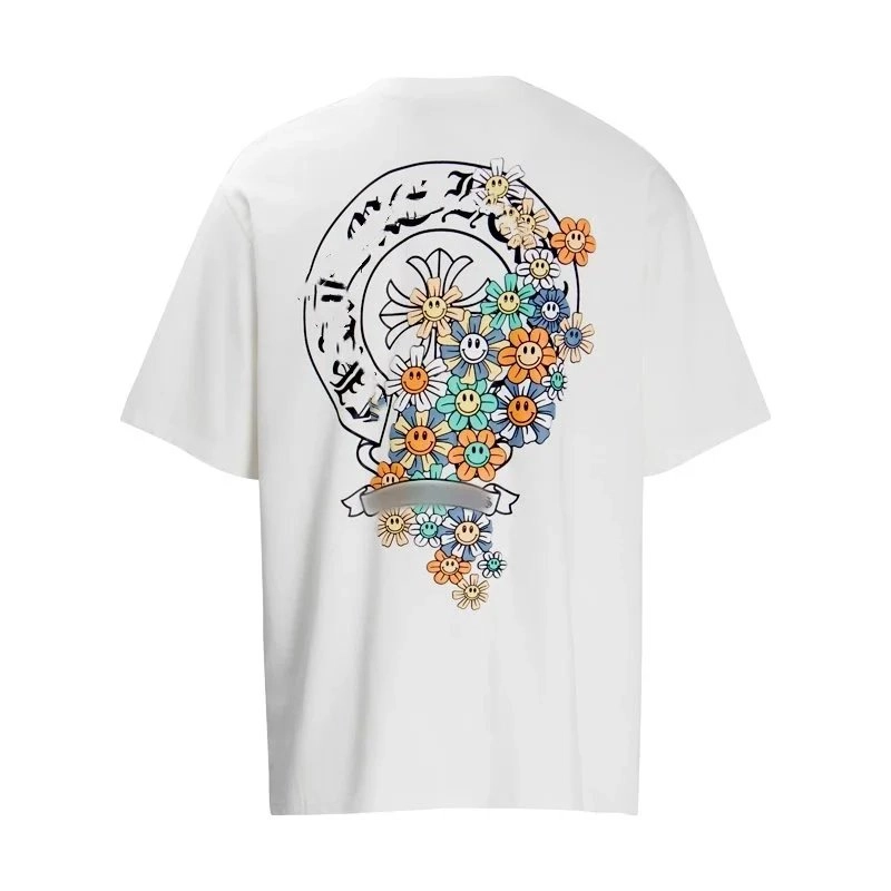 Smiley Floral Burst Graphic T-Shirt - White