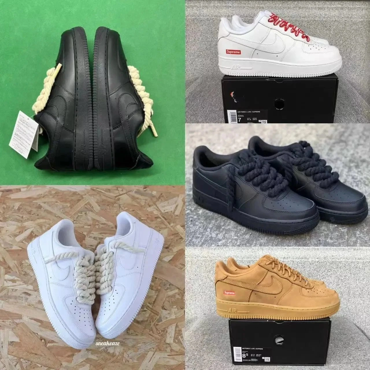 Nike Air Force 1 Low Supreme White Red Rope Laces