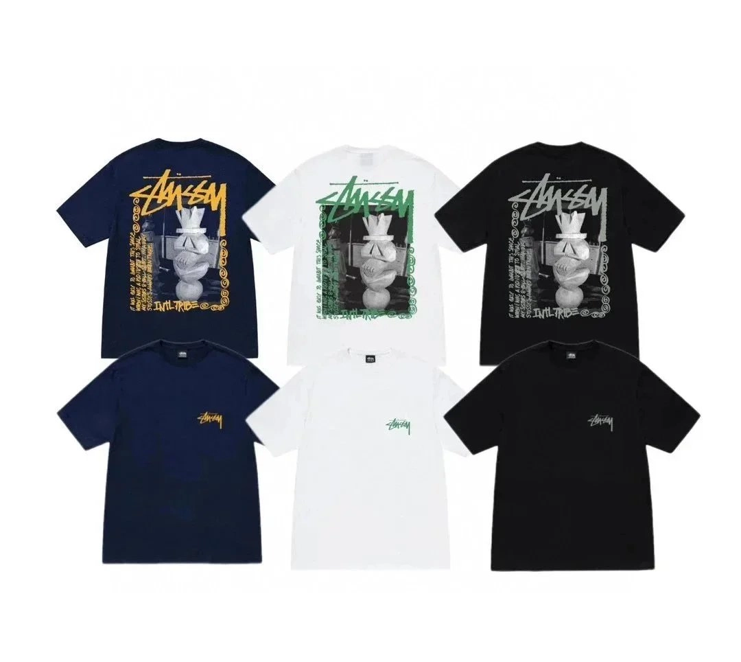 Stussy Devil Tribe Graphic T-Shirt Collection Navy White Black