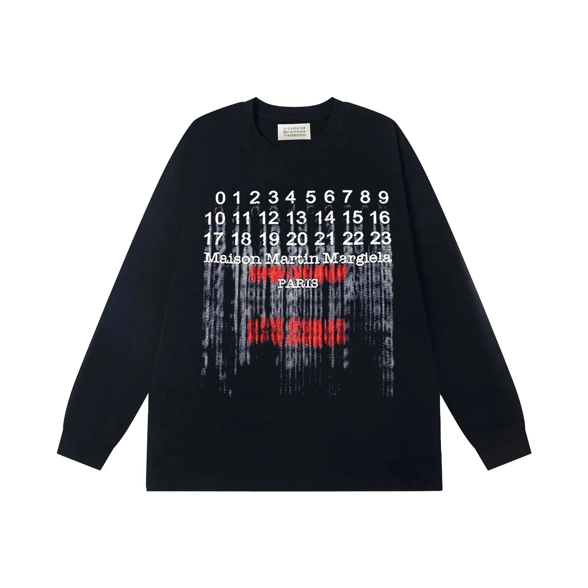 Maison Martin Margiela Numeric Glitch Long-Sleeve Tee Black