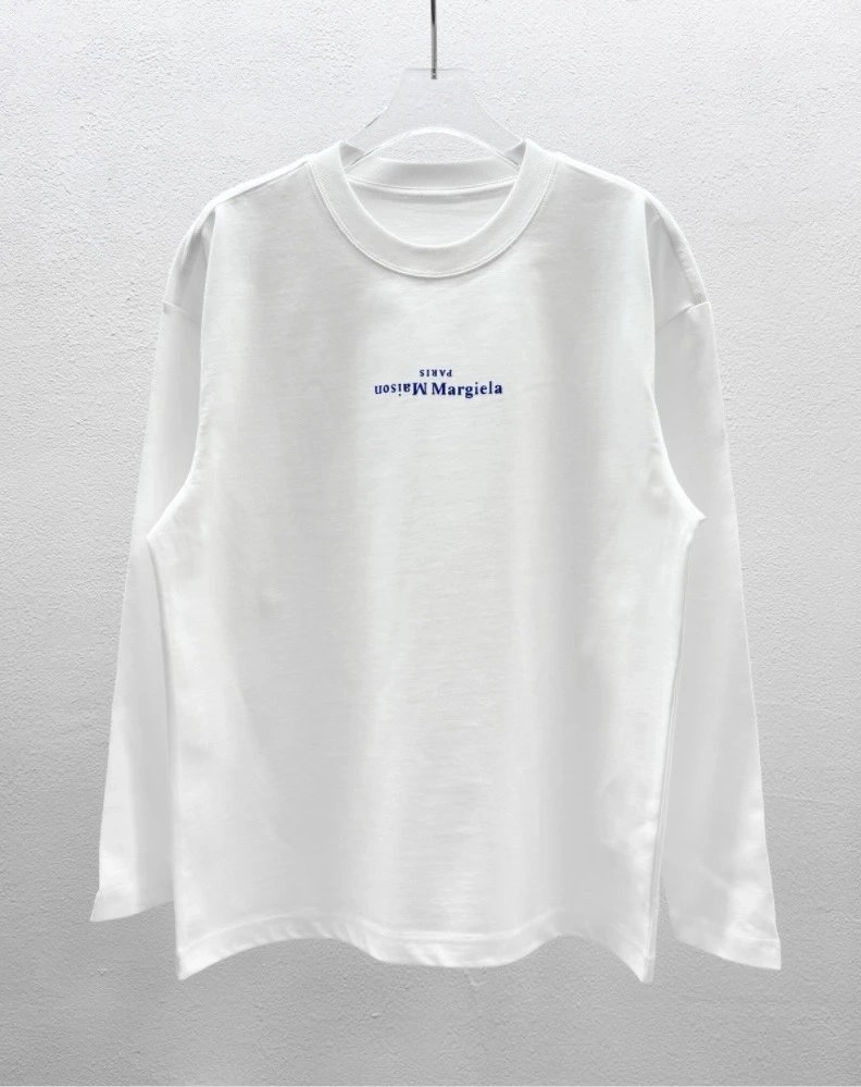 Maison Margiela White Long-Sleeve T-Shirt with Inverted Logo