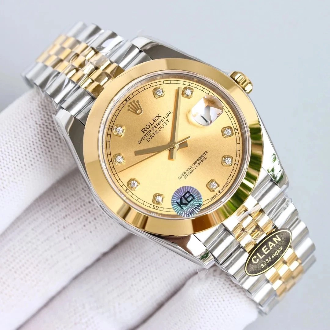 Rolex Oyster Perpetual Datejust Gold Dial Diamond Hour Markers
