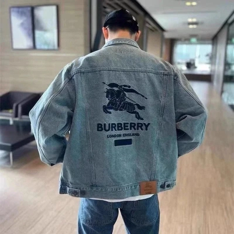 Burberry Equestrian Knight Denim Jacket - Washed Blue