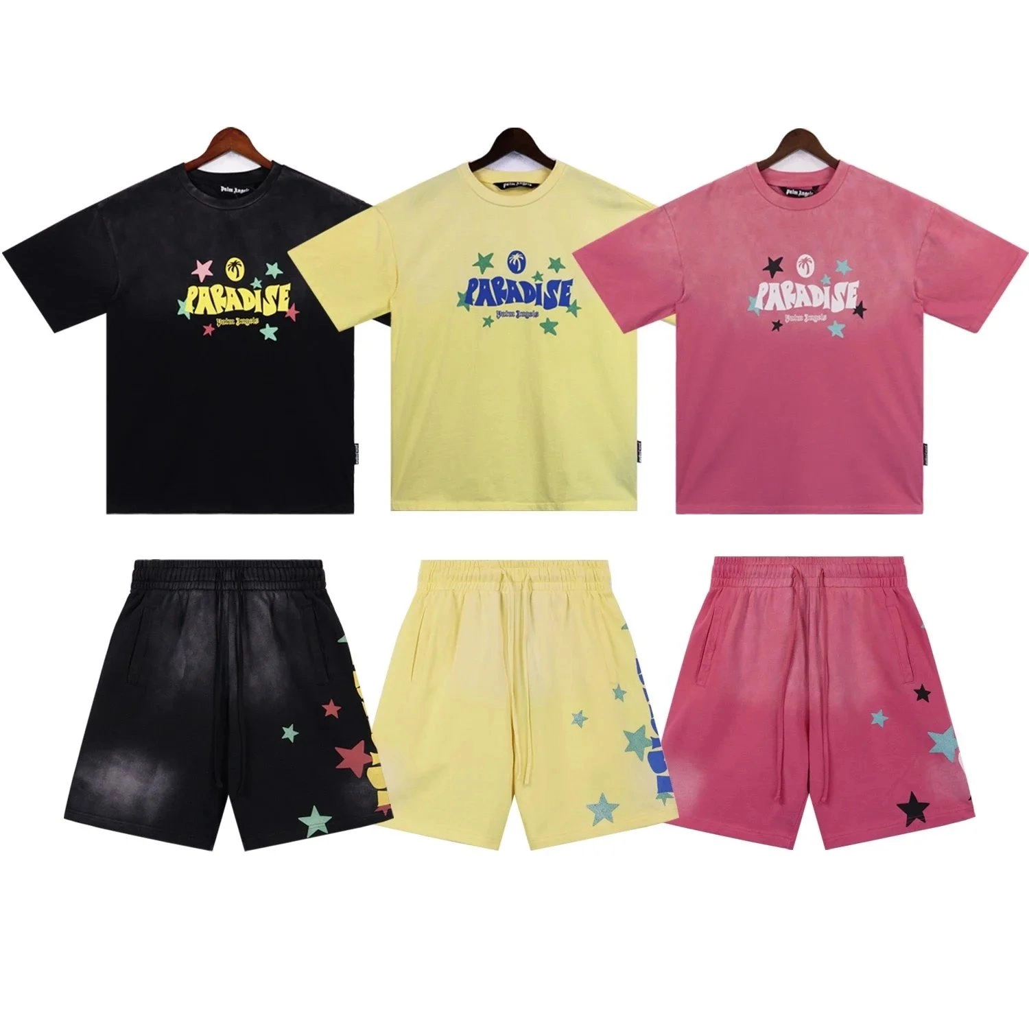 Palm Angels Paradise Graphic T-Shirt and Star Print Shorts Set