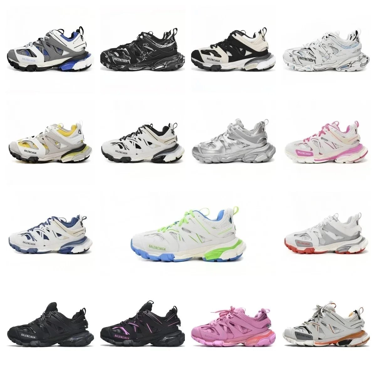 Balenciaga Track 2 Sneakers White Black Mesh Chunky Sole