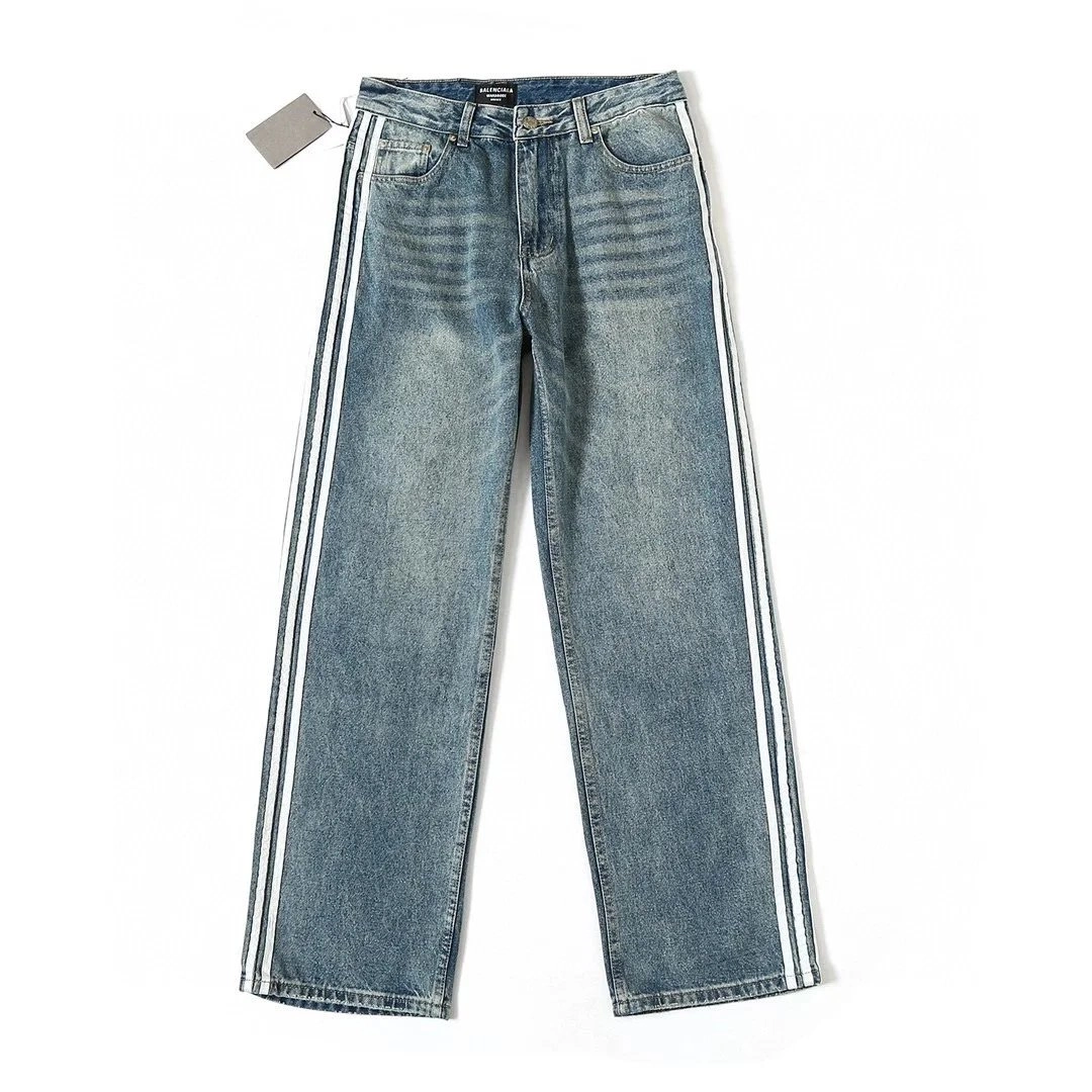 Essentiel Antwerp Wide-Leg Denim Jeans with Triple White Stripes