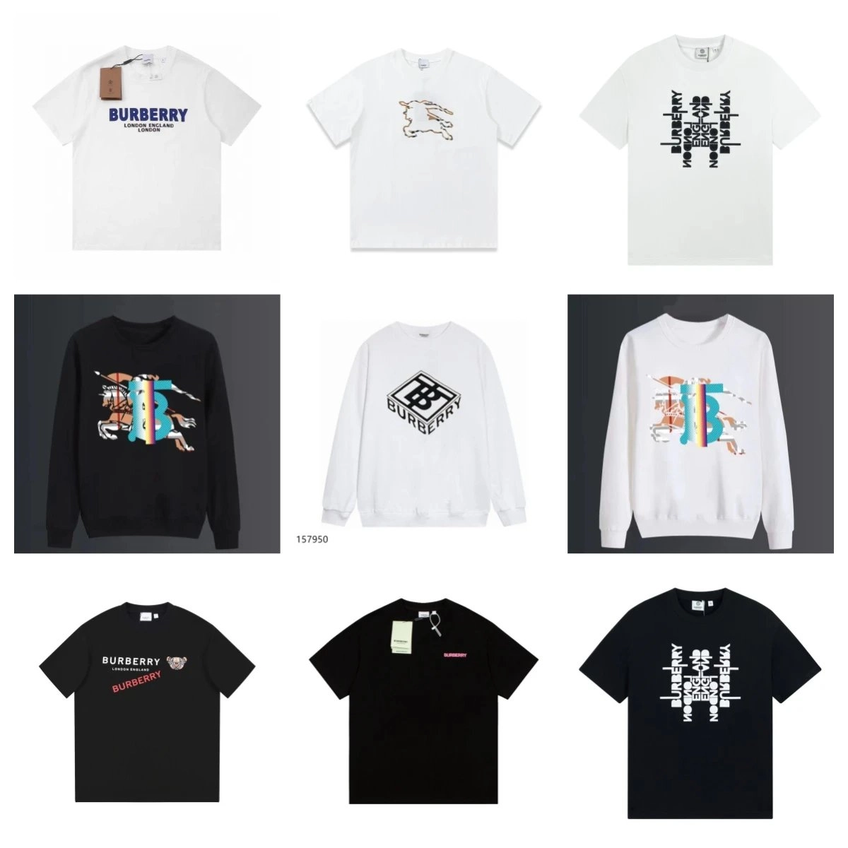 Burberry Rainbow Equestrian Knight Logo White Sweatshirt