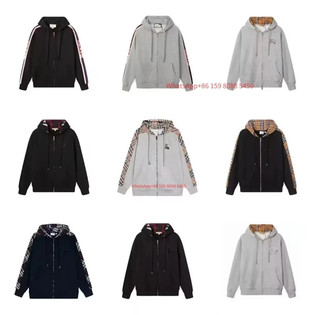 Burberry Iconic Check-Trimmed Zip-Up Hoodie in Black
