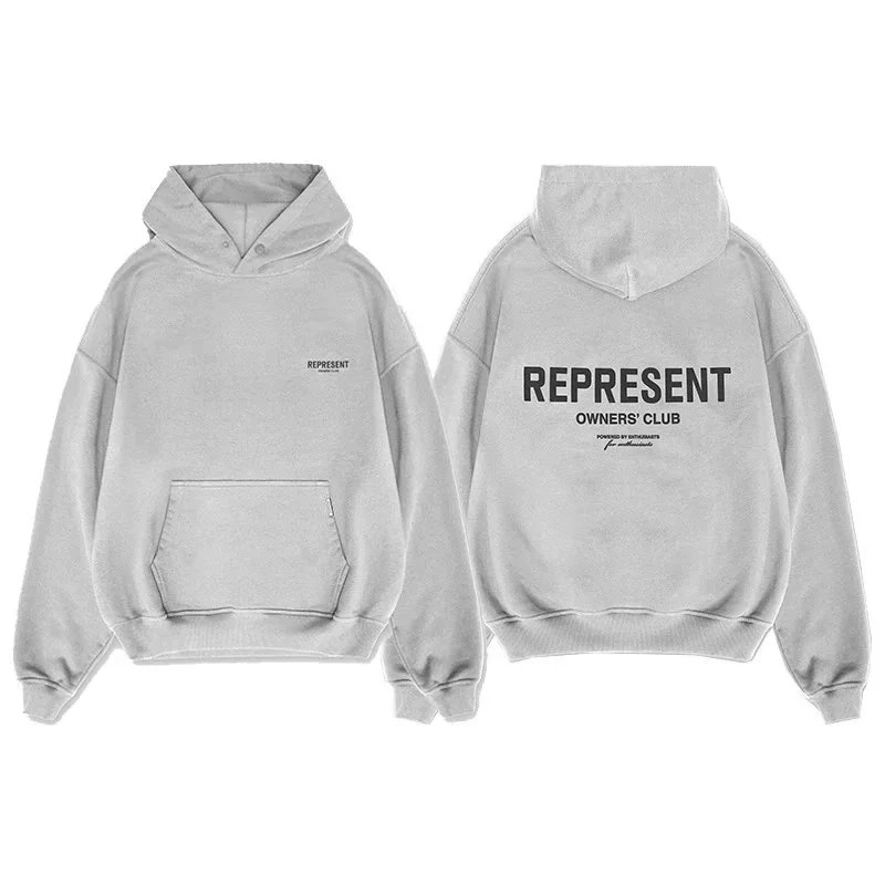 REPRESENT Owners' Club Oversized Hoodie - Light Grey Wash