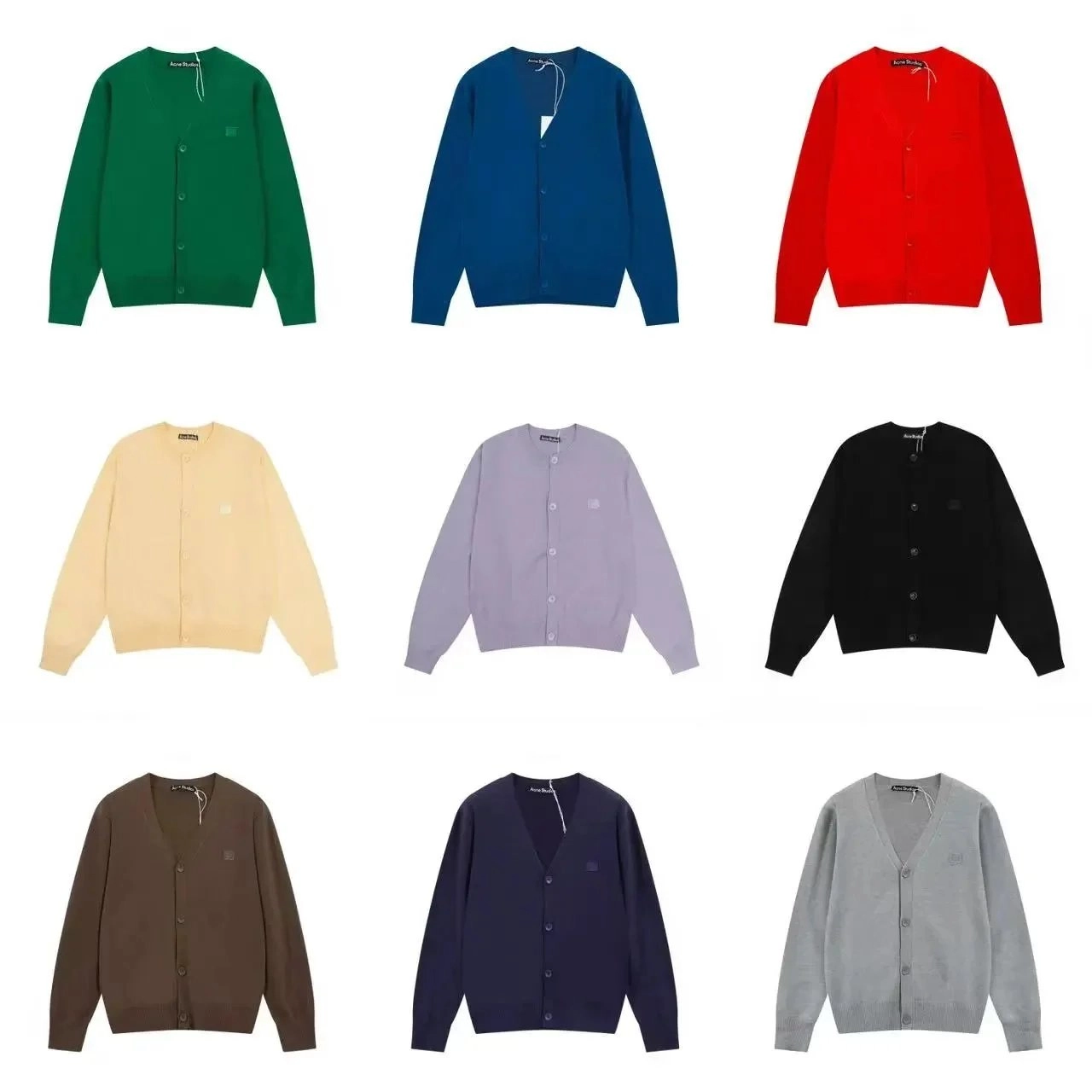 Acne Studios Face Logo Cardigan Sweater - Classic V-Neck Knit