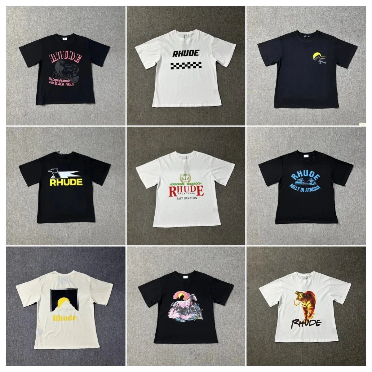 RHUDE Black T-Shirt with 'The Legend Lives On' Graphic and Panther
