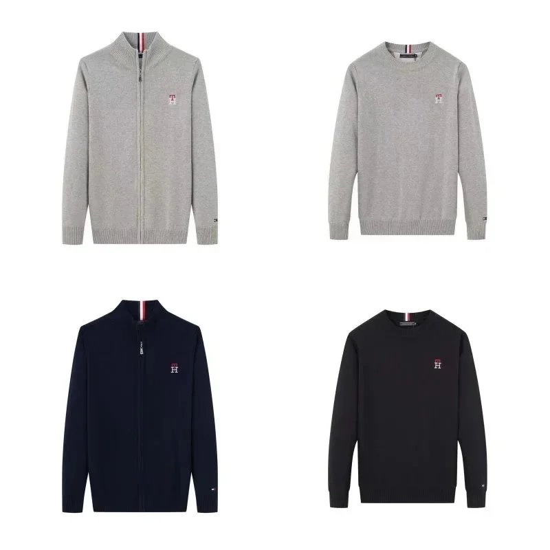 Tommy Hilfiger Men's Ribbed Knit Zip-Up Sweater - Heather Grey