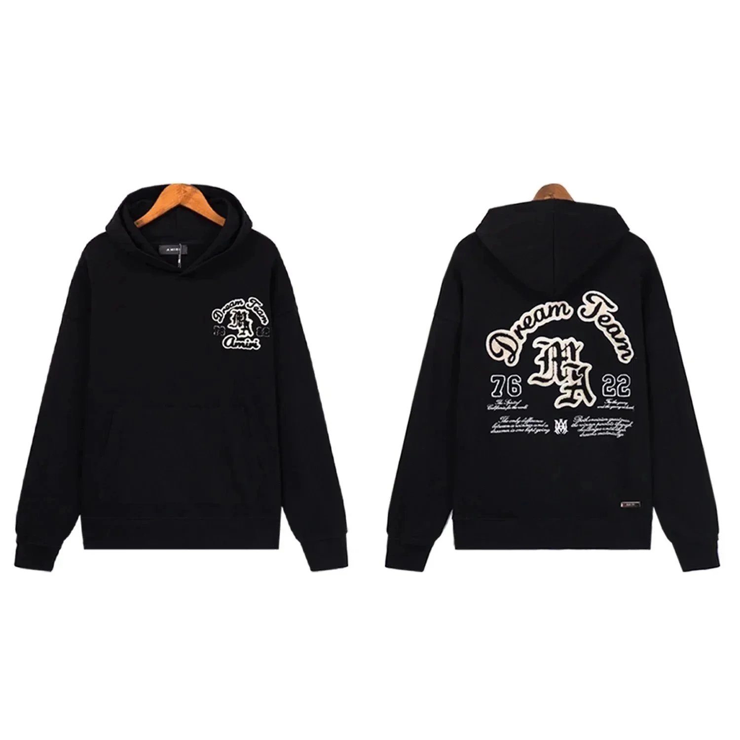 Amiri Dream Team Black Hoodie with Embroidered Logo and Back Print