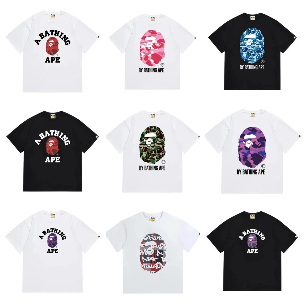 A BATHING APE Classic Logo Camo T-Shirt - Red Pink Camo