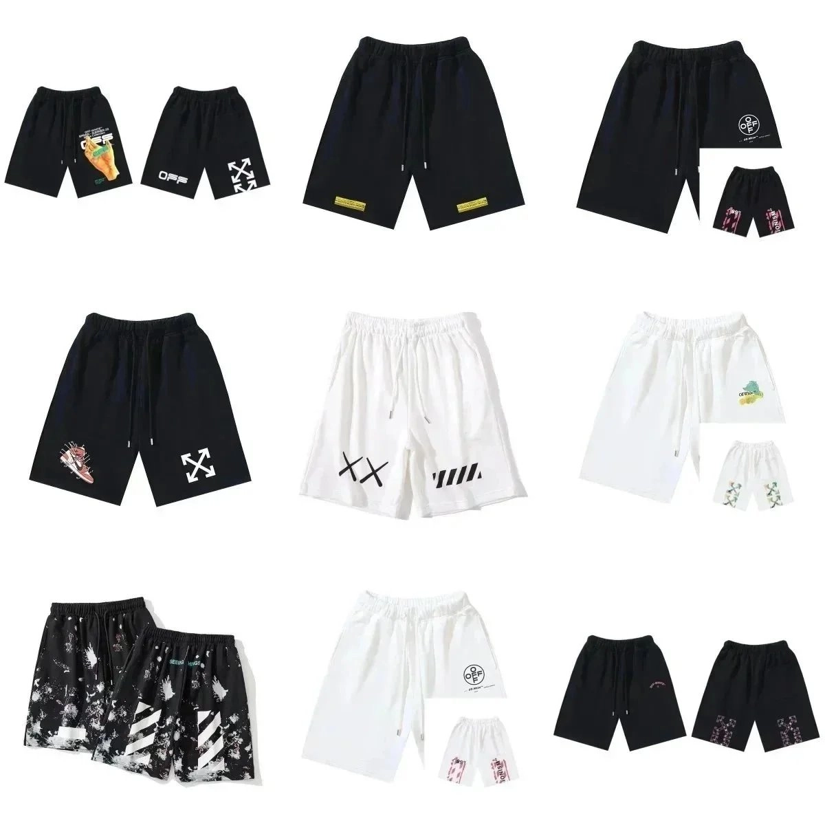 Off-White Diag Arrow Black Shorts with Graphic Print