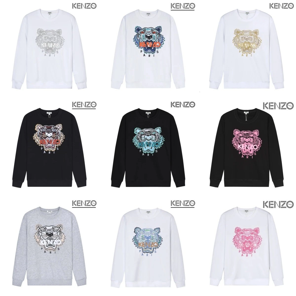 KENZO Tiger Embroidered Crewneck Sweatshirt White Blue