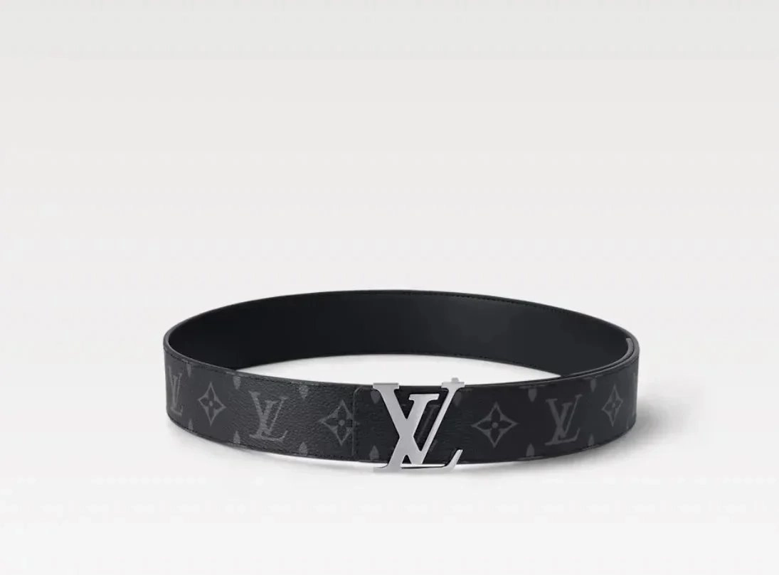 Louis Vuitton LV Monogram Black Reversible Belt with Silver Buckle