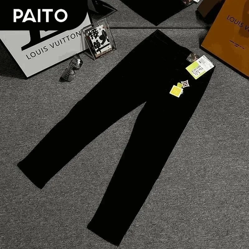 PAITO Black Slim-Fit Jeans with Embroidered Star Patch