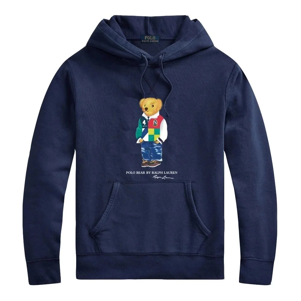 Polo Bear Hoodie Navy Blue Classic Graphic Pullover