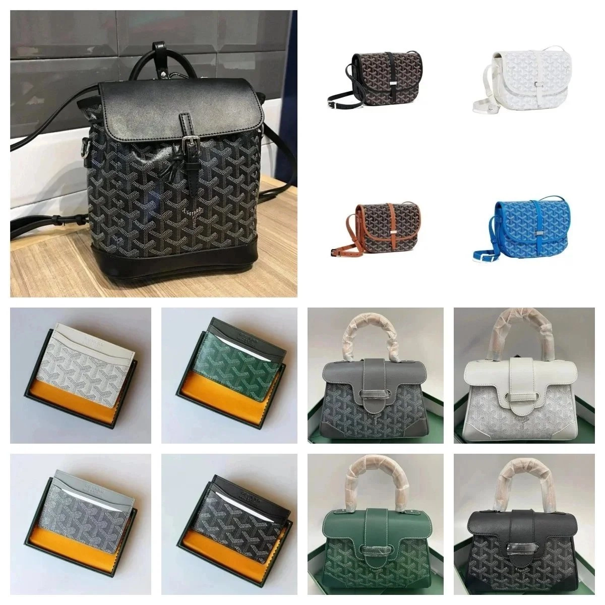 Goyard Saint-Louis PM Backpack Black Chevron Canvas with Leather Trim