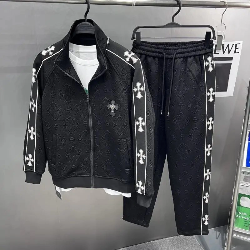 Chrome Hearts Black Embossed Cross Track Suit Set