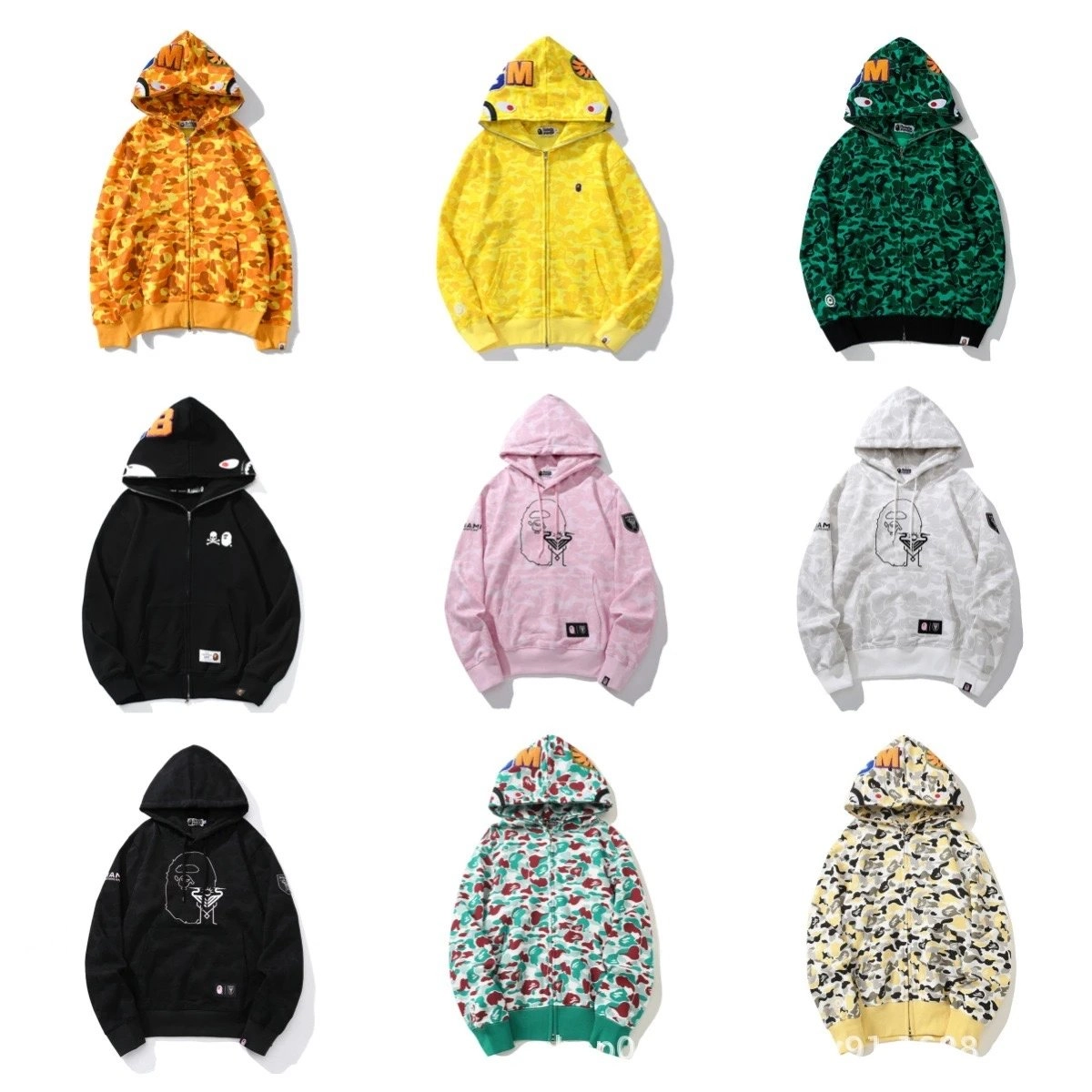 A Bathing Ape Shark Hoodie Orange Camo Full-Zip