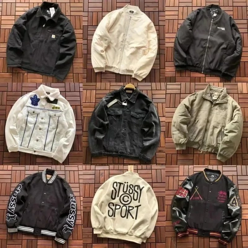 St&uuml;ssy Sport Vintage Cream Bomber Jacket with Bold Logo Print
