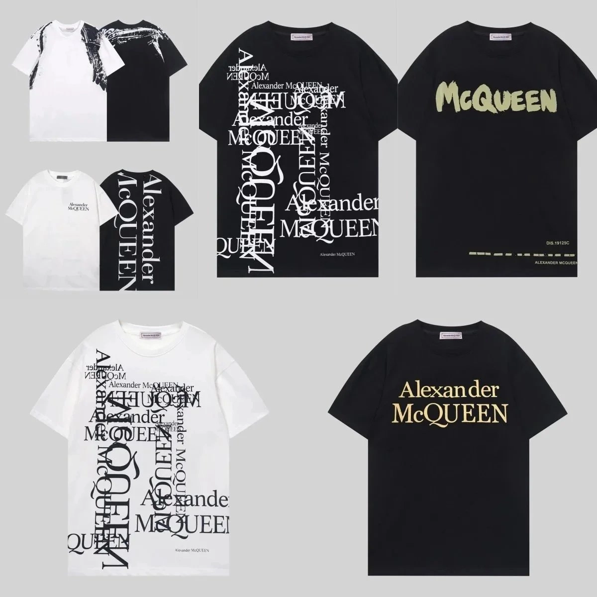 Alexander McQueen Oversized Logo Print T-Shirt Black Gold