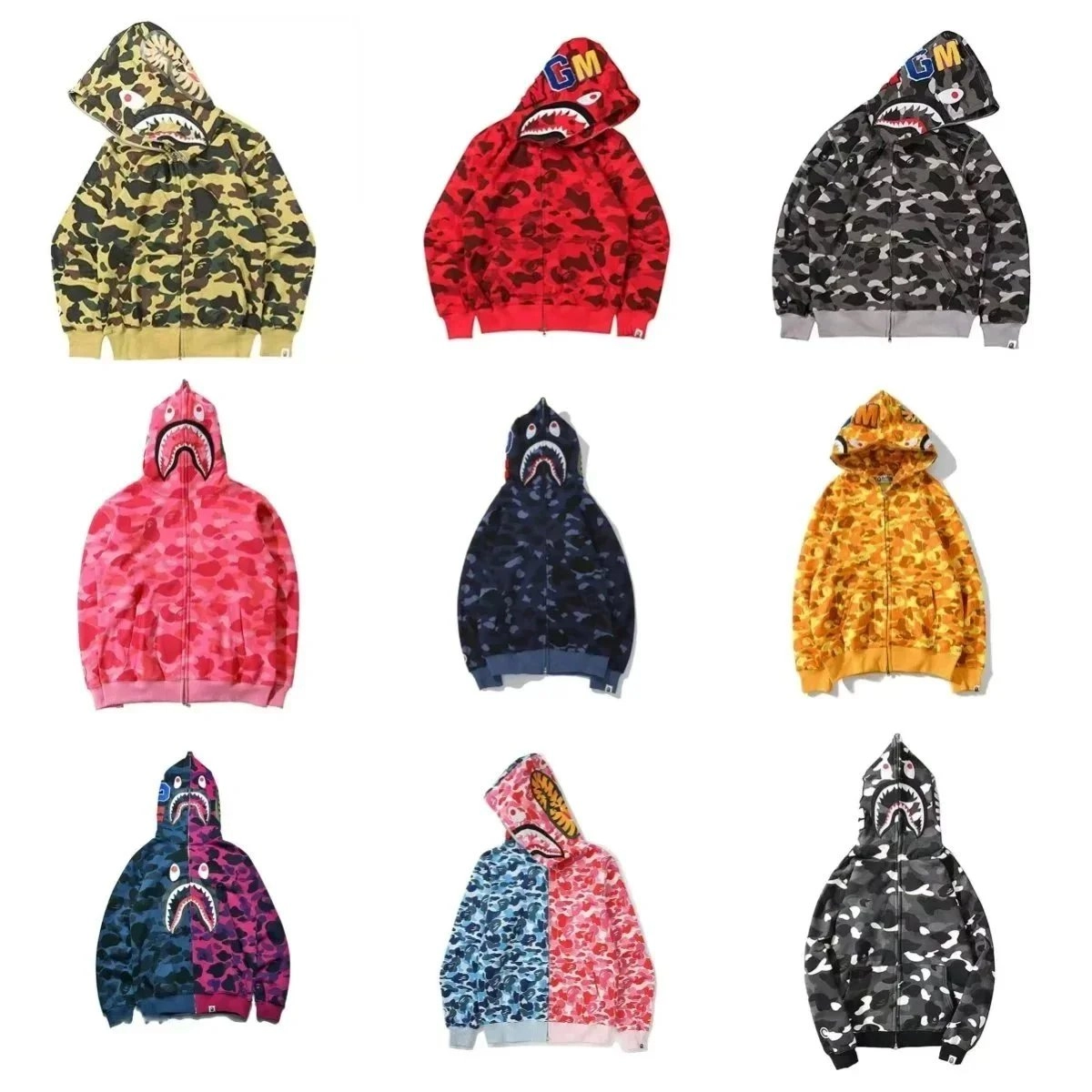 BAPE Shark Hoodie Camo Full-Zip with 3D Shark Mouth Hood
