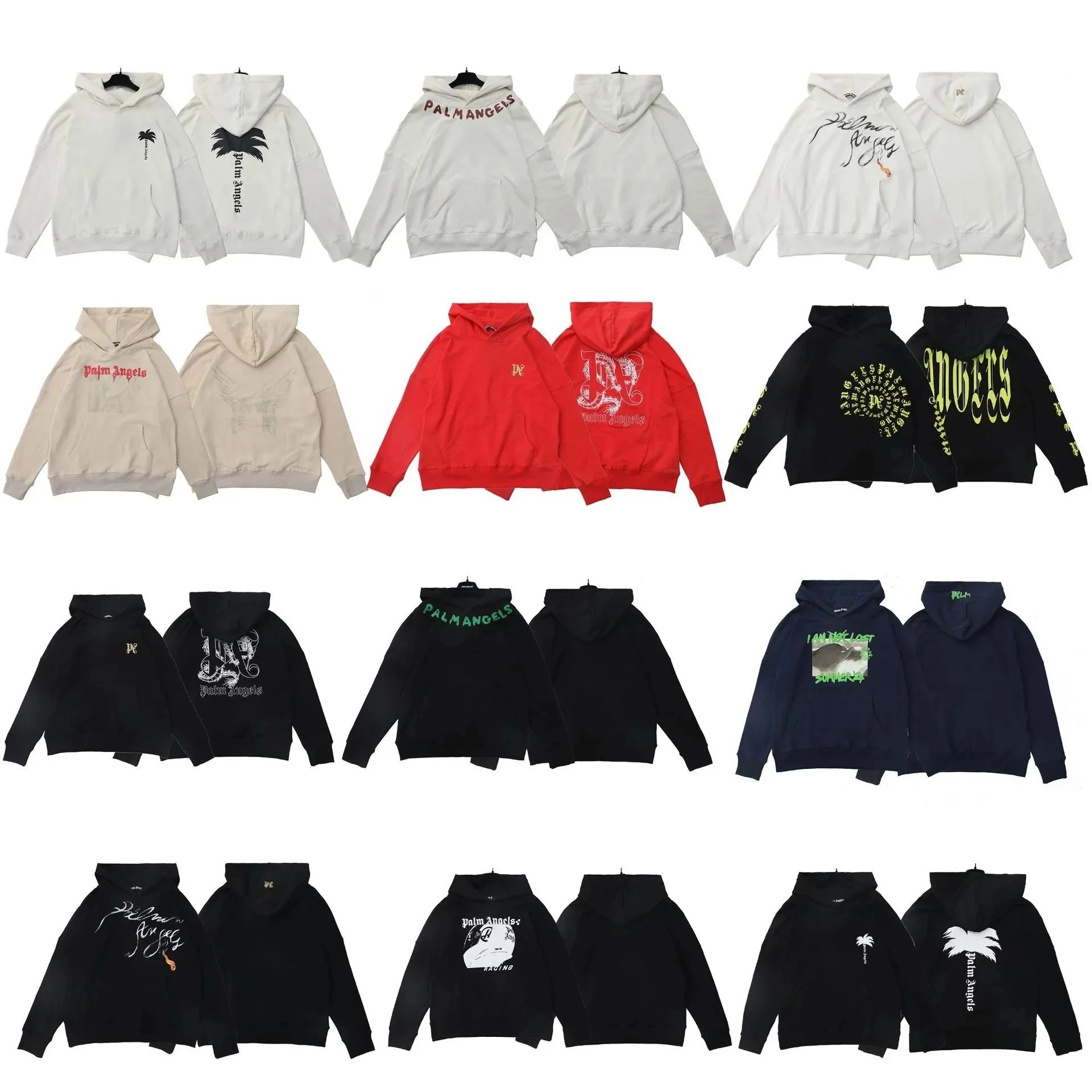 Palm Angels Palm Tree Logo Hoodie - Off-White with Black Print