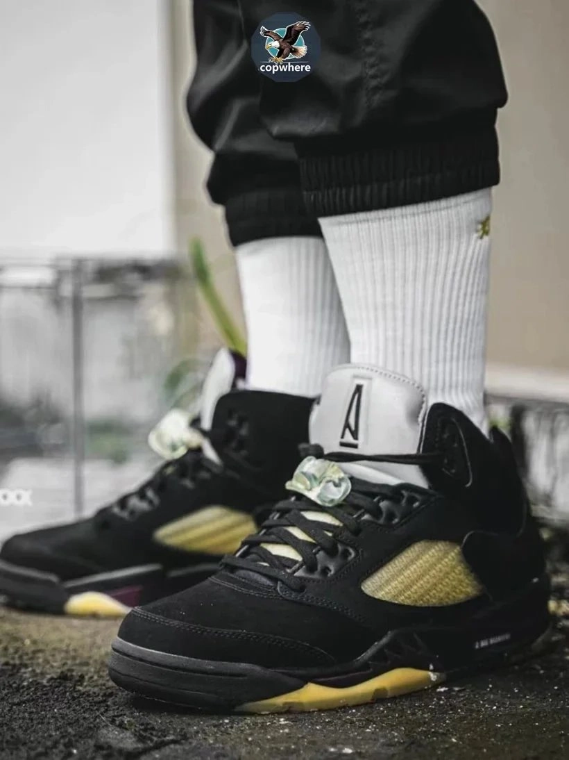 Nike Air Jordan 5 Retro Black Gold Mesh Toe