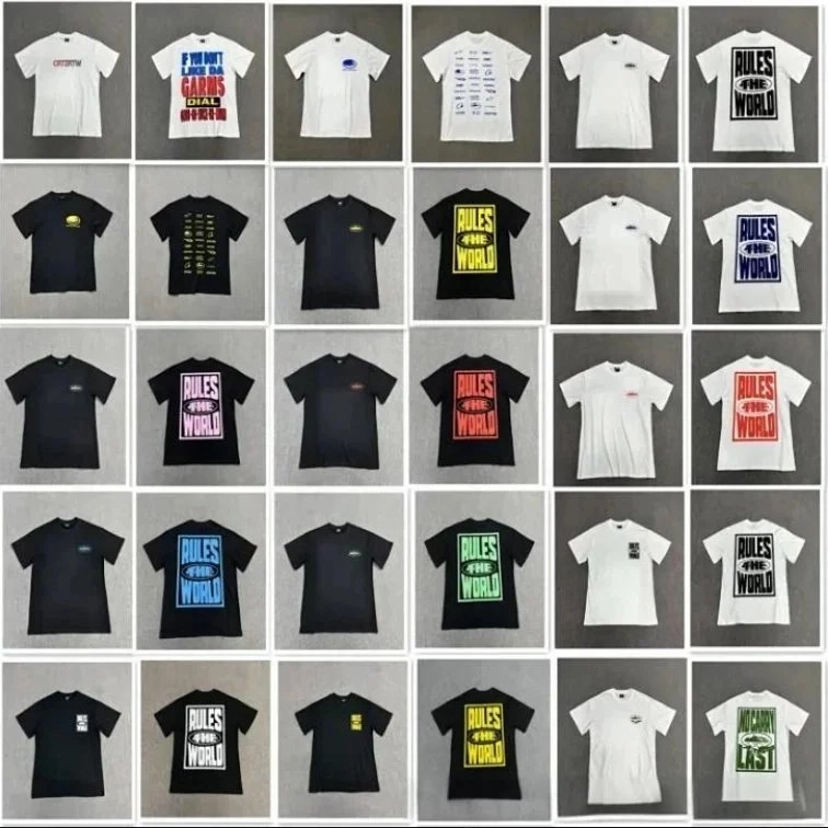 Rules The World Bold Graphic Print T-Shirt - Black with Yellow Outline