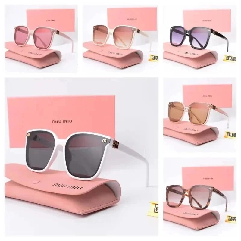 Miu Miu Square Frame Sunglasses with Gold Accent and Gradient Lens