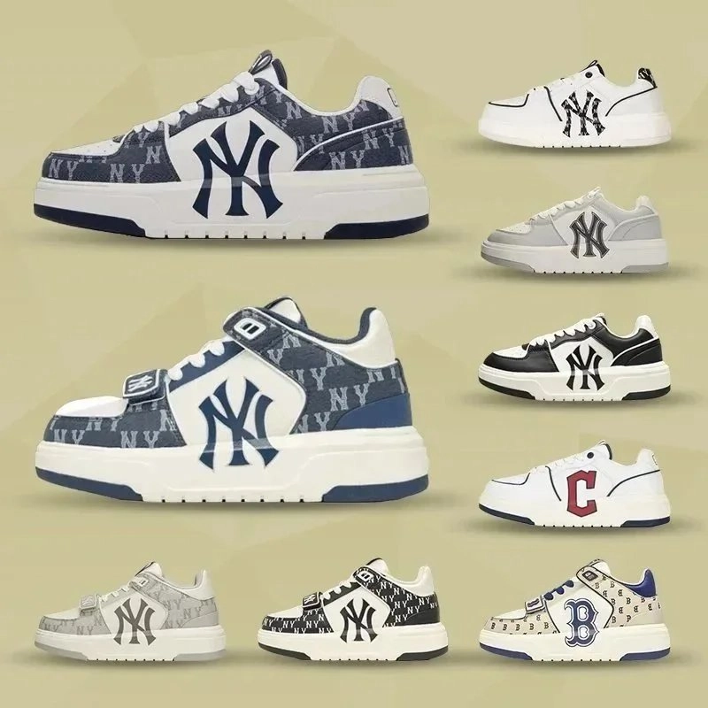 NY Yankees Logo Platform Sneaker - Navy Monogram Print