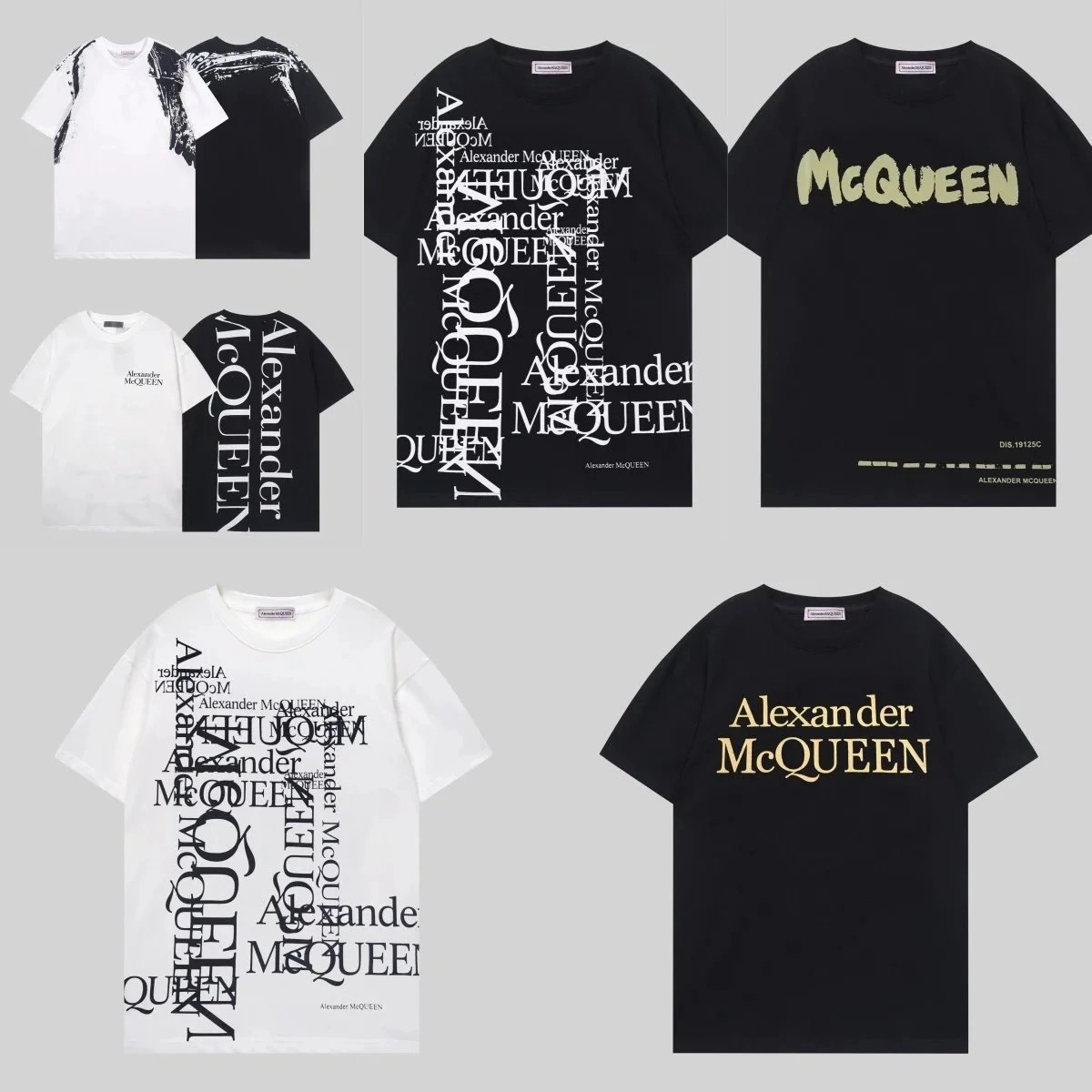 Alexander McQueen Oversized Logo Print T-Shirt Black Gold
