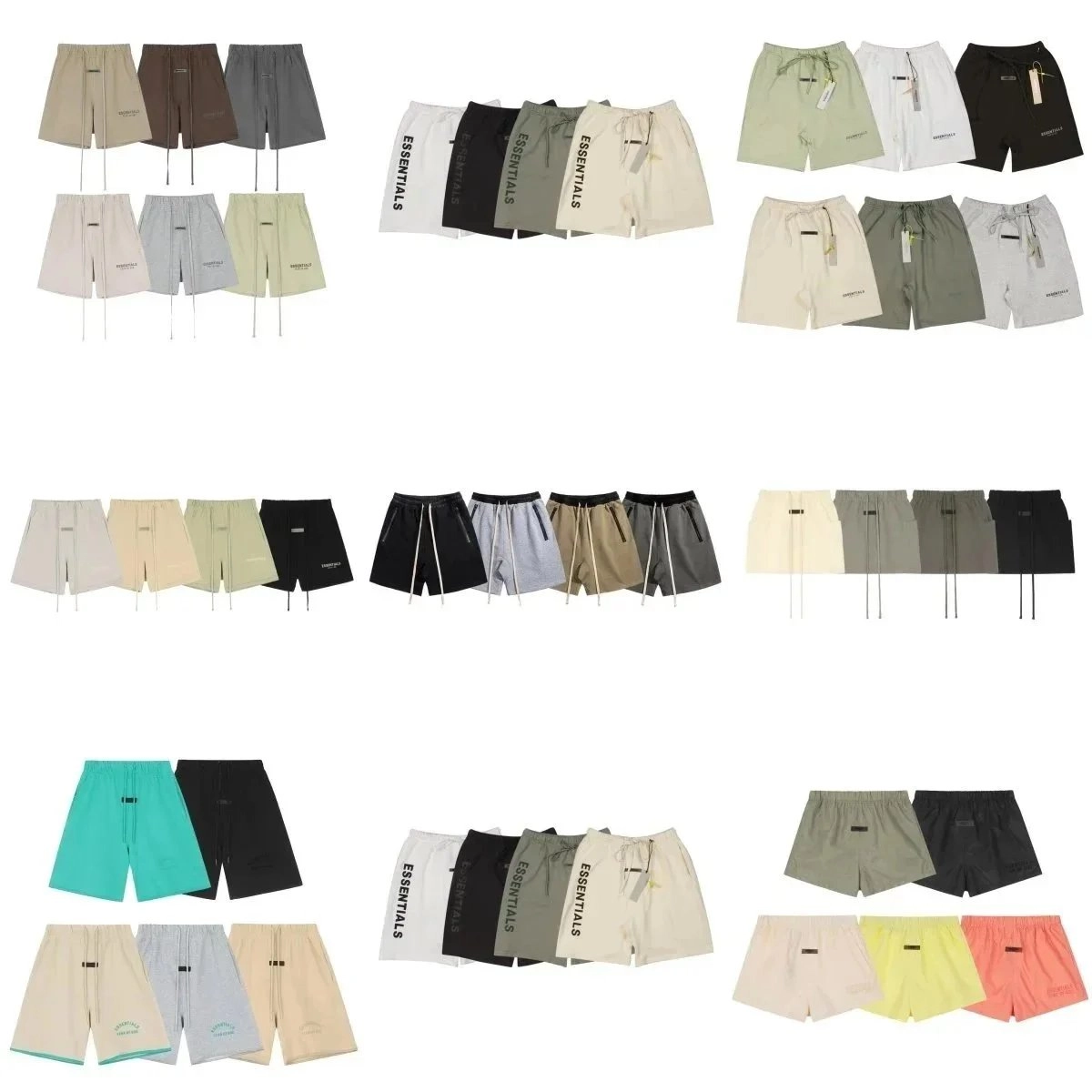 Essentials Fleece Shorts - Beige with Vertical Logo Print
